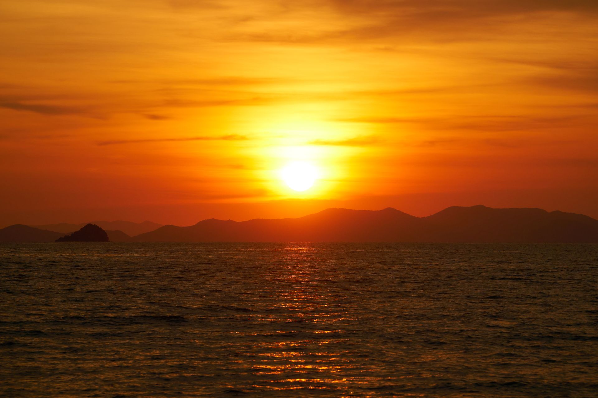 Sunset over the sea in Krabi