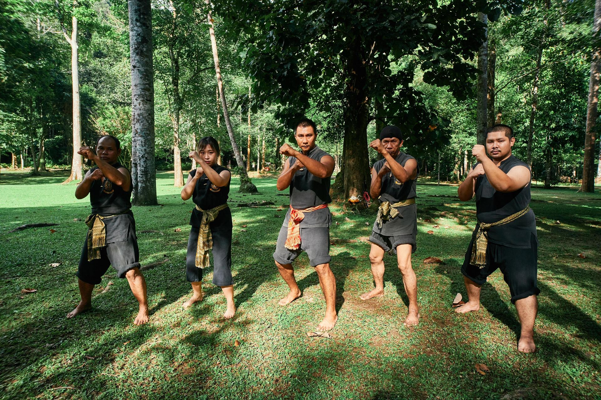 Self-defence drills outdoors